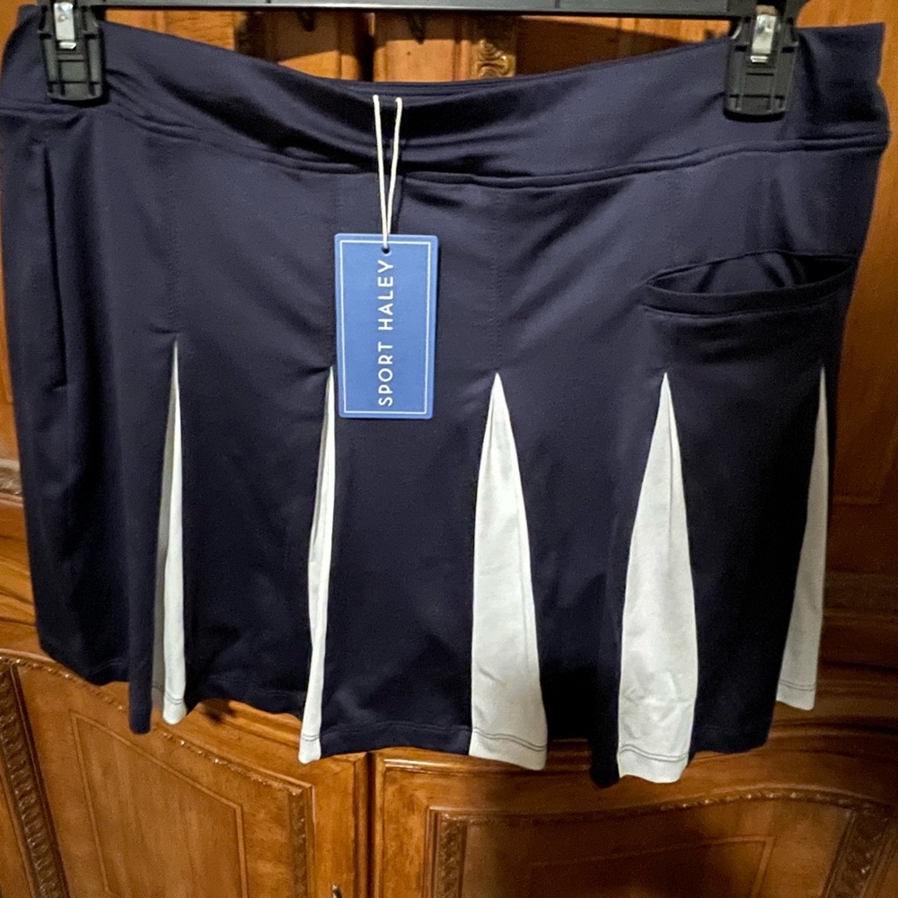 Sport Haley Navy Skirt with White Pleats with under pants and pockets